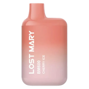 Lost Mary BM600 Prefilled Pod Kit in Cherry Ice flavor, a compact and stylish, prefilled and ready to use with smooth nicotine salt e-liquid for a satisfying vaping experience.